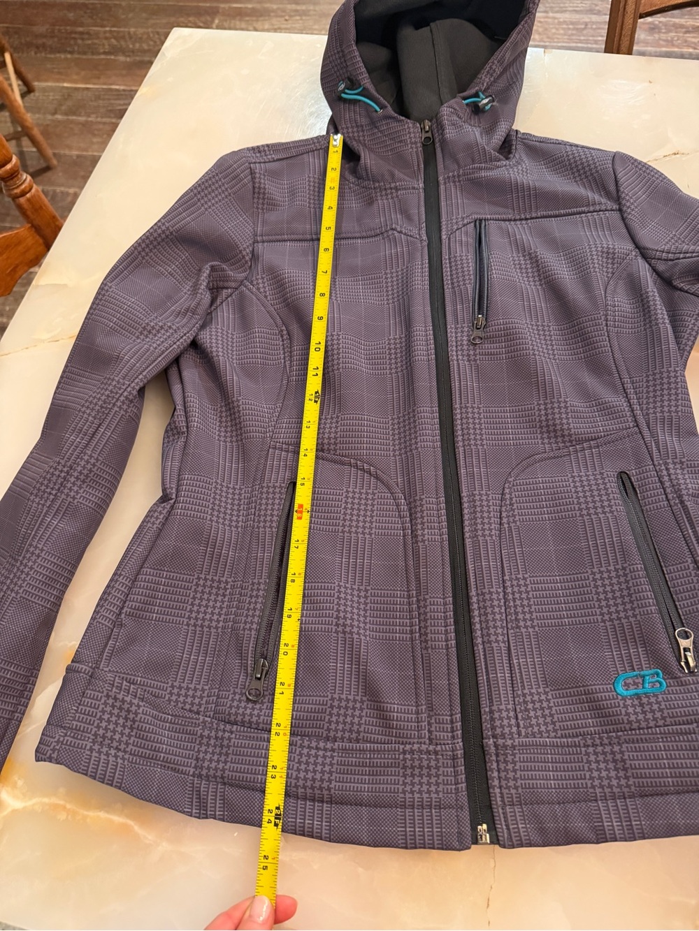 IC COLLECTION Boys Gray Plaid Hooded Softshell Jacket